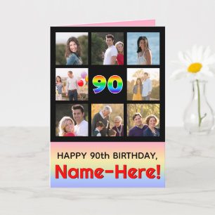 Carte 90e anniversaire : Arc-en-ciel amusant #, photos p