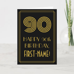 Carte 90e anniversaire : Art Déco Inspiré Look "90" & No