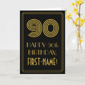 Carte 90e anniversaire : Art Déco Inspiré Look "90" & No (Fleur jaune)
