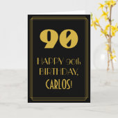 Carte 90e anniversaire ~ Art Déco Inspiré Look "90" & No (Fleur jaune)