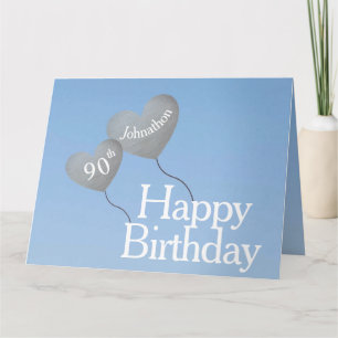 Carte 90e anniversaire avec des ballons d'argent dans le