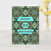 Carte 90e anniversaire avec Green Abstract Design (Fleur jaune)