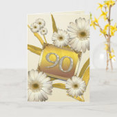 Carte 90e anniversaire avec marguerites. (Fleur jaune)