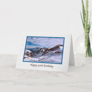 Carte 90e anniversaire avec Montagnes neigeuses
