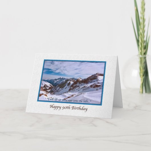 Carte 90e anniversaire avec Montagnes neigeuses (Devant)