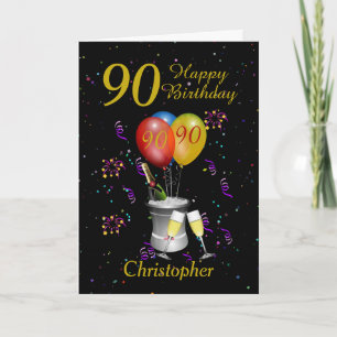 Carte 90e Anniversaire Black Gold Sparkling Vin