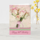 Carte 90e anniversaire Bouquet rose (Fleur jaune)