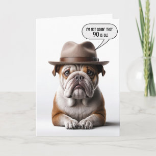Carte 90e anniversaire Bulldog avec Fedora