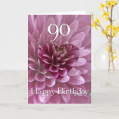 Carte 90e anniversaire - Coeur floral+Chrysanthème (Fleur jaune)