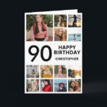 Carte 90e anniversaire Collage photo 13 photos noir blan<br><div class="desc">90th Happy Birthday Photo Collage 13 Photos Carte d'anniversaire noir et blanc pour n'importe quel âge. 1er 13ème 15ème 16ème 18ème 20ème 21ème 30ème 40ème 50ème 60ème 70ème 80ème 90ème 100ème, tout âge. Pour plus de personnalisation, cliquez sur le bouton "Customiser" et utilisez notre outil de conception pour modifier ce...</div>
