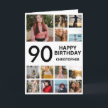 Carte 90e anniversaire Collage photo 13 photos noir blan<br><div class="desc">90th Happy Birthday Photo Collage 13 Photos Carte d'anniversaire noir et blanc pour n'importe quel âge. 1er 13ème 15ème 16ème 18ème 20ème 21ème 30ème 40ème 50ème 60ème 70ème 80ème 90ème 100ème, tout âge. Pour plus de personnalisation, cliquez sur le bouton "Customiser" et utilisez notre outil de conception pour modifier ce...</div>