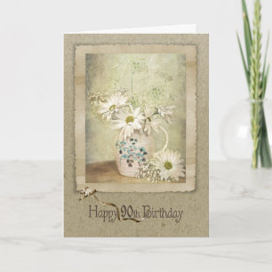 Carte 90e anniversaire Daisy Bouquet