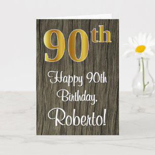 Carte 90e anniversaire : Elégant Faux Gold Look #, Faux