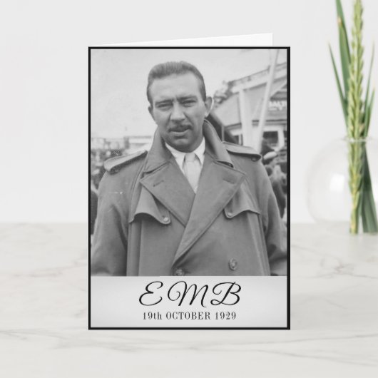 Carte 90e anniversaire Elegant Photo Monogram Homme (Devant)