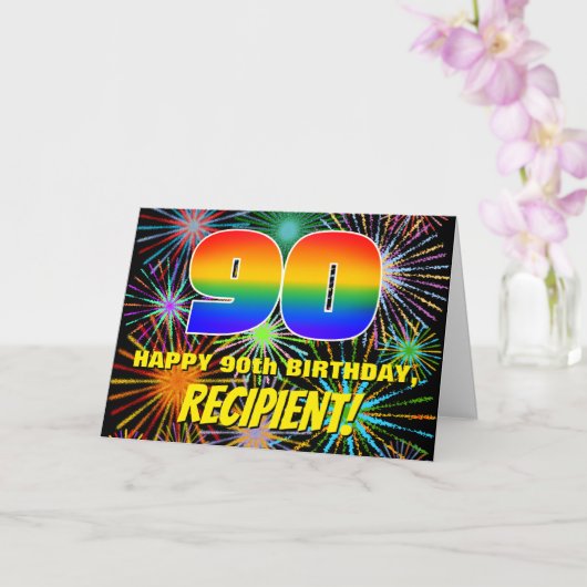 Carte 90e anniversaire : Feu d'artifice festif amusant e (Orchidée)