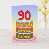 Carte 90e anniversaire — Fun Cake & Candles, avec nom pe (Fleur jaune)