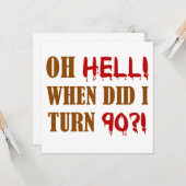 Carte 90e anniversaire Gag cadeau (Devant/Arrière en situation)