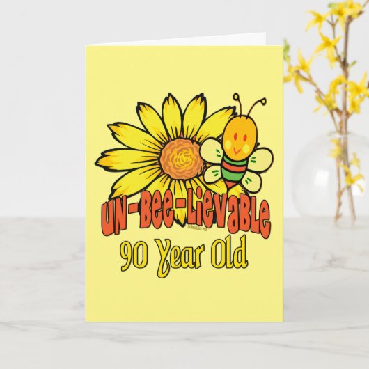 Carte 90e anniversaire - Incroyable à 90 ans (Fleur jaune)