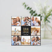 Carte 90e anniversaire moderne noir et or collage photo (Debout devant)