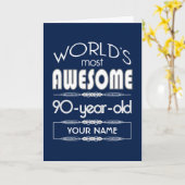 Carte 90e Anniversaire Mondes Meilleur Fabuleux Bleu Fon (Fleur jaune)