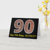 Carte 90e anniversaire - Motif de mur de briques "90" av (Fleur jaune)