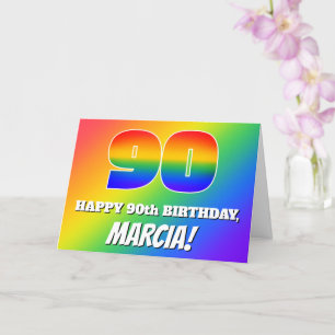 Carte 90e anniversaire : Motif Rainbow multicolore # 90