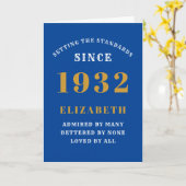 Carte 90e anniversaire Né en 1932 Nom d'âge Blue Gold (Fleur jaune)