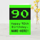 Carte 90e anniversaire : Nerdy / Geeky Style "90" et nom (Fleur jaune)