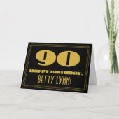 Carte 90e anniversaire : Nom + Art Déco Inspiré Look "90 (Devant)