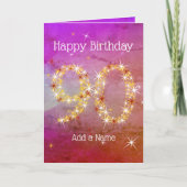 Carte 90e anniversaire - Numéro d'étoile - Rose pourpre  (Devant)
