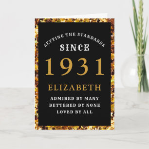 Carte 90e anniversaire personnalisé 1931 Black Gold Eleg