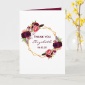 Carte 90e anniversaire photo Merci floral bordeaux (Fleur jaune)