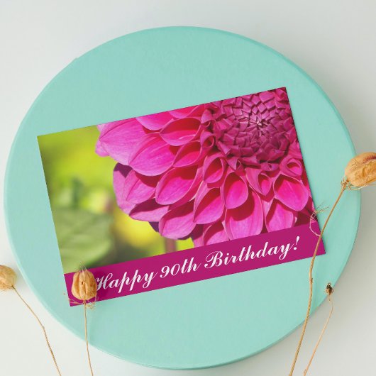 Carte 90e anniversaire Pink Dahlia Floral Anniversaire