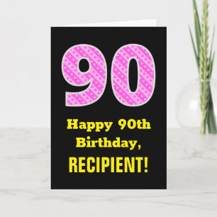 Carte 90e anniversaire : Pink Stripes and Hearts "90" + 