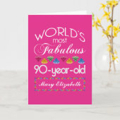 Carte 90e anniversaire plus fabuleux gemmes colorées ros (Fleur jaune)