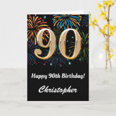 Carte 90e anniversaire Rainbow Fireworks noir et or (Fleur jaune)
