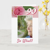 Carte 90e anniversaire rose rose photo positive Annivers (Fleur jaune)