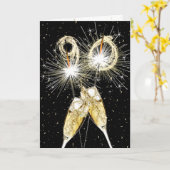 Carte 90e anniversaire Sparklers and Champagne Toast (Fleur jaune)