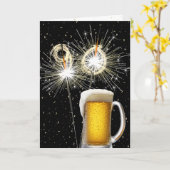 Carte 90e anniversaire Sparklers avec Beer Mug (Fleur jaune)