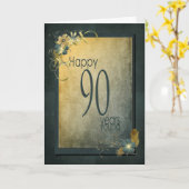 Carte 90e Anniversaire vintage (Fleur jaune)