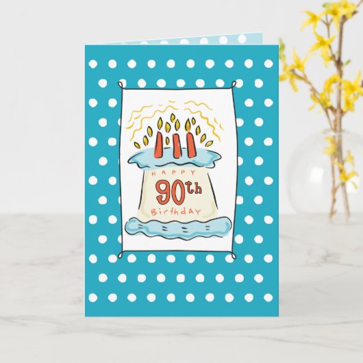 Carte 90e gâteau d'anniversaire (Fleur jaune)