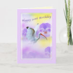 Carte 90e Ibis Bird and Pany Birthday Card<br><div class="desc">The wings of the white ibis against the backdrop of the colorful pansies,  make a soft and lovely birthday greeting.</div>