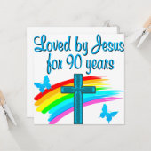 CARTE 90E PRIÈRE D'ANNIVERSAIRE (Devant/Arrière en situation)