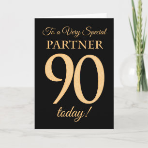 Carte 90ème effet Gold sur le noir, pour l'anniversaire