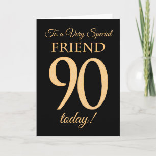 Carte 90ème effet or sur Black, pour Ami Anniversaire
