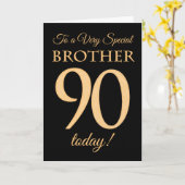 Carte 90ème effet or sur Black, pour Frère Anniversaire (Fleur jaune)