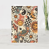 Carte 90s Happy Faces Sun Flowers Pattern (Dos)
