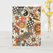 Carte 90s Happy Faces Sun Flowers Pattern (Fleur jaune)