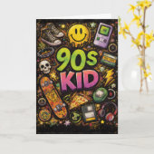 Carte 90s Kids Retro Pizza Fun Pattern (Fleur jaune)