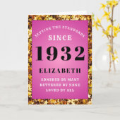 Carte 90th Birthday 1932 Ajouter Nom Pink Gold Chic (Fleur jaune)